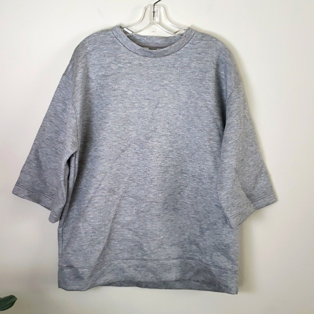 Lou & grey oversized gray soft subtle bell 3/4 sleeve sweatshirt womens small